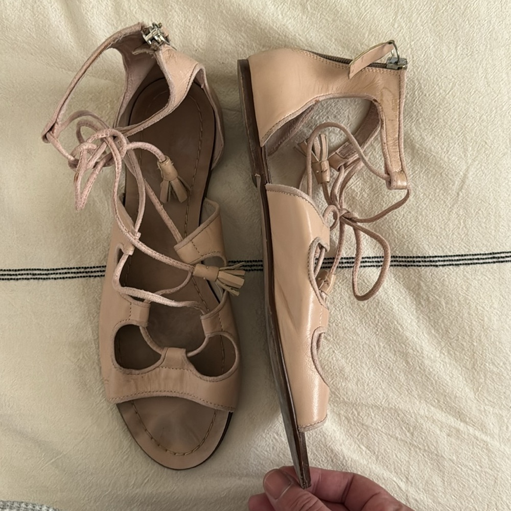 Zara women’s basic collection Strappy Leather Sandals Pink size 39 (US 8) - Picture 2 of 7